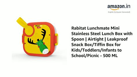 Watch Rabitat Lunchmate Mini Stainless Steel Lunch Box with Spoon ...