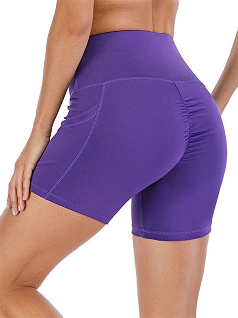 SAYFUT Women's High Waist Workout Yoga Shorts with Out Pockets Tummy ...