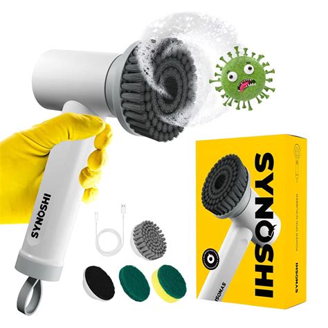 SYNOSHI Electric Spin Scrubber, Power Cleaning Brush with 3 Heads ...