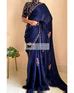 Remember the Roses Navy Blue Crepe Silk Saree – kreationbykj