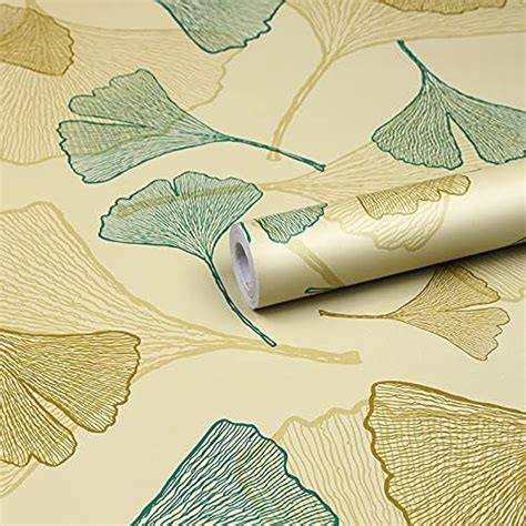 LARA TRADERS 200X45CM Gingko Leaves Self Adhesive Wallpaper for Living ...