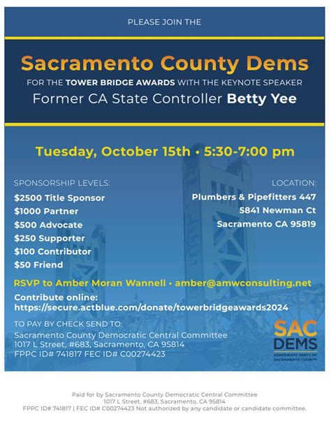 SacDems Tower Bridge Awards 2024, Plumbers & Pipe Fitters Local Union ...