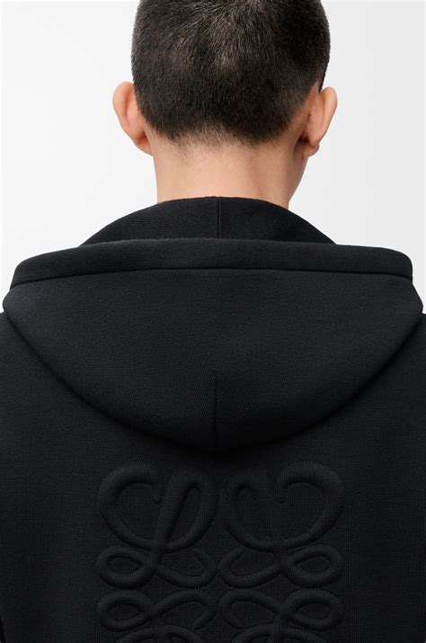 Sudadera Anagram con capucha y cremallera en lana Negro - LOEWE Europa ...