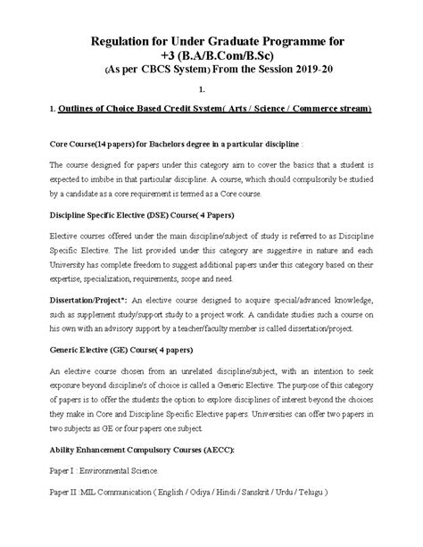 Common CBCS-Regulation - Regulation for Under Graduate Programme for +3 ...