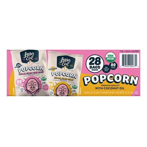 Lesser Evil Organic Popcorn Variety Pack, Himalayan Pink, Himalayan ...