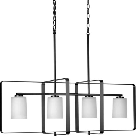 Buy League Collection 4-Light Matte Black Etched Glass Modern Farmhouse ...