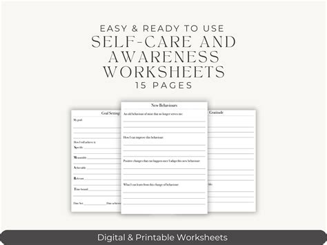 Printable Digital Self-care Worksheets for Mindfulness, Gratitude, and ...