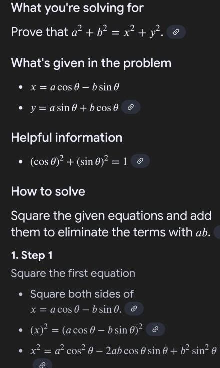 == A cos theta minus b sin theta equals to X then, a sin theta minus b ...