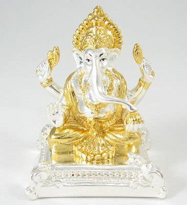IndiaBuye Gold and Silver Plated Lord Ganesha Idol (Size: 7.5 CM x 6 CM ...