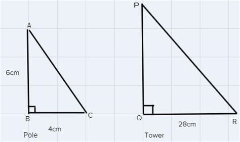 vertical pole of length 6cm costs a shadow 4cm long on ground at the ...