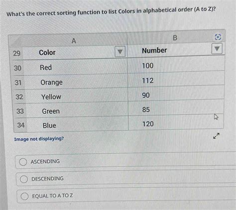 Excel List Colors In Alphabetical Order