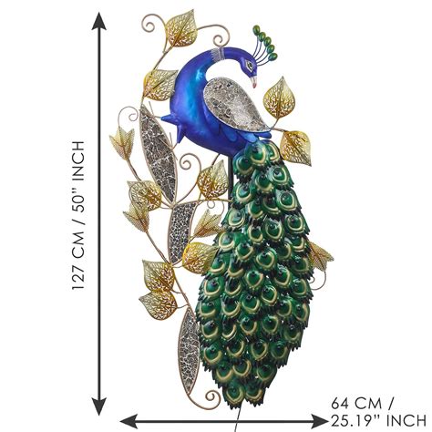 Decorative Colorful Peacock Handcrafted Iron Wall Hanging with ...