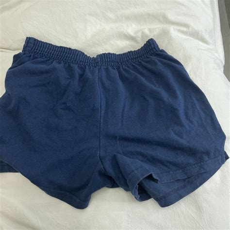 dark blue navy shorts soffe size small - Depop