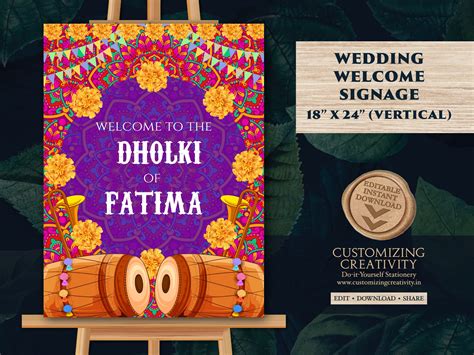 Dholki decorations & Dholki Welcome Signs, Muslim Dholki signs as Dhol ...