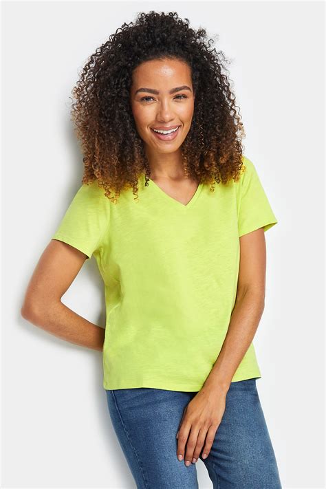 M&Co Lime Green V-Neck Cotton T-Shirt | M&Co