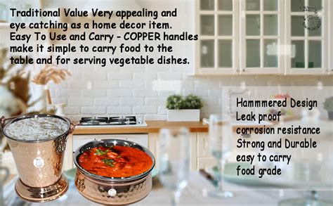 Buy Copper Serving Bucket and Handi Set Hammered | Vintage Elegance for ...