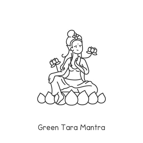 Premium Vector | Goddess Green Tara mantra of the Indians Faith kawaii ...