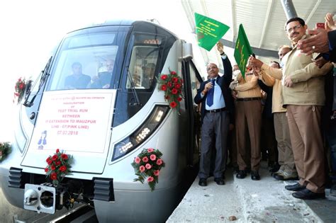 DMRC MD flags off Test Run run between I.P. Extension and Maujpur