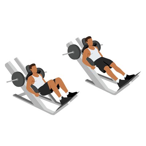 Man doing machine hack squat exercise. Flat vector 23686398 Vector Art ...