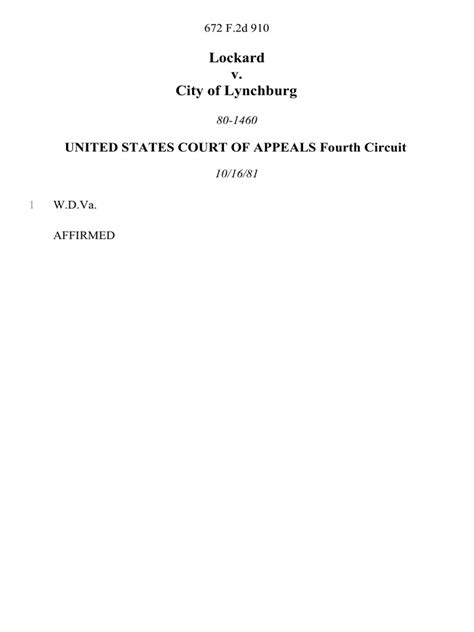 Lockard v. City of Lynchburg: United States Court of Appeals Fourth ...
