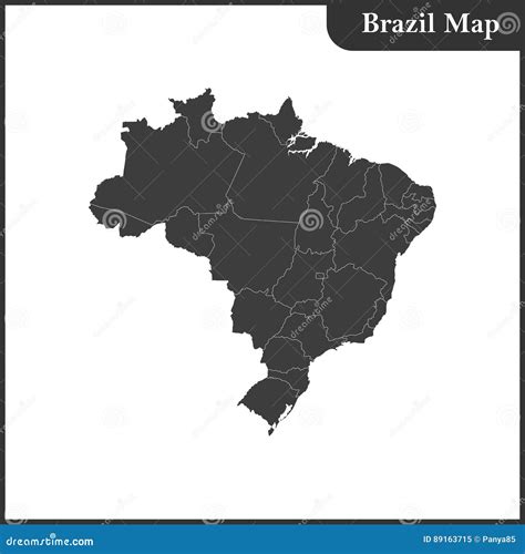 The Detailed Map of the Brazil with Regions Stock Vector - Illustration of nation, continent ...