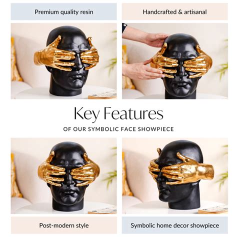 Symbolic Face Showpiece Black And Gold Online - Premium Decor Object ...