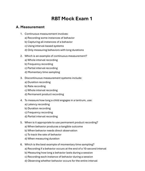 RBT Mock Exam 1 | 195 Questions | Answer Key | RBT Practice Exam | RBT ...