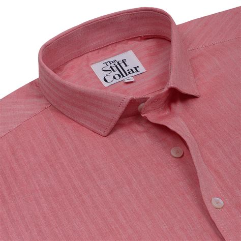 Cerise Red Herringbone Regular Fit 2 Ply Giza Cotton Shirt ...