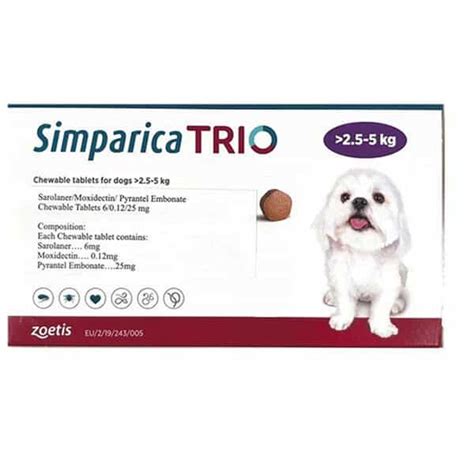 Buy ZOETIS SIMPARICA TRIO (SAROLANER) TICK AND FLEA CONTROL TABLET FOR ...
