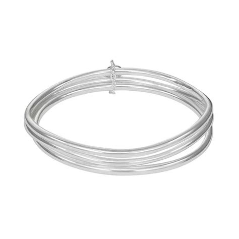 Napier Silver Tone Triple Bangle Bracelets Set
