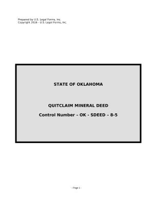 Oklahoma Quitclaim Mineral Deed - Blank Fillable Template | Fill Out ...