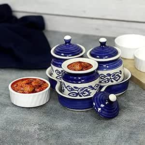 Buy Kraftlik Handicrafts Ceramic Jars with Lid and Holding Tray ...