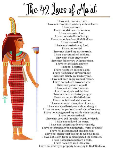 The 42 Laws of Ma'at ONE SHEET 8.5x11 in PDF - Etsy