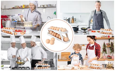 Buy PARATPAR MALL Double Layer Rolldown Space Saving Egg Dispenser Tray ...