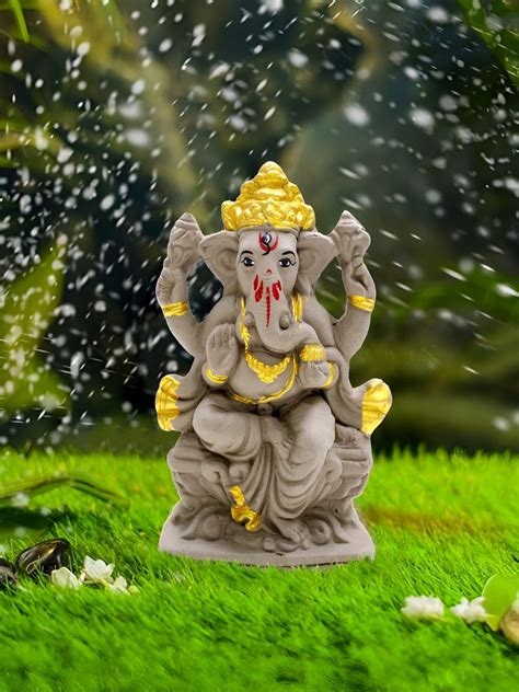 Buy | Eco Friendly Ganesha Idol Water Soluble Clay Statue | Tied Ribbons