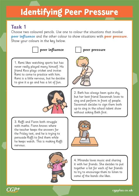 Free Printable Worksheets On Peer Pressure - Worksheets HQ