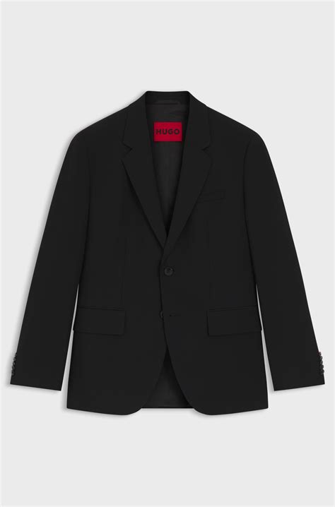 HUGO - Modern-fit suit jacket in a stretch-wool blend - Black