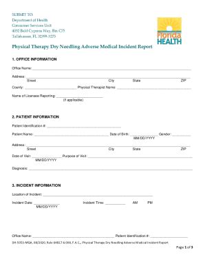 Fillable Online Physical Therapy Dry Needling Adverse Medical Incident ...