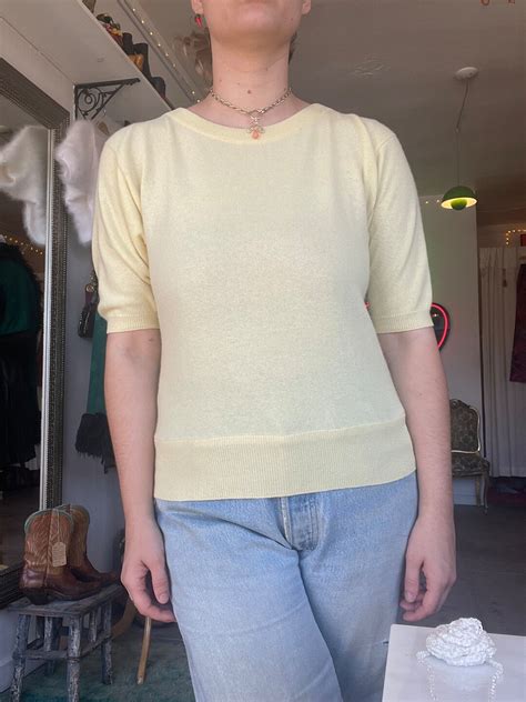 1980s Archival Chanel Butter Yellow Cashmere Sweater Top From - Etsy