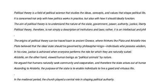 Political Theory Overview: Key Concepts & Historical Perspectives - Studocu