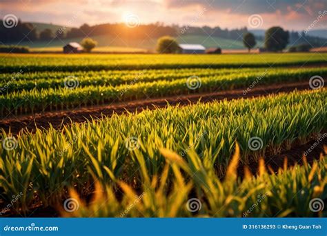 Modern Industrialized Agriculture Using Technology, Agritech Farming of Crops Stock Illustration ...