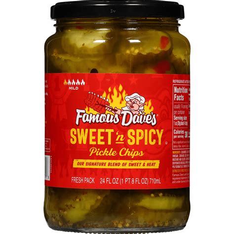 Famous Dave's Sweet 'N Spicy Pickle Chips, 24 fl oz Jar, Sweet and ...