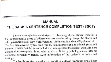 SSCT Complete Manual: Insights into Clinical Psychology Techniques ...