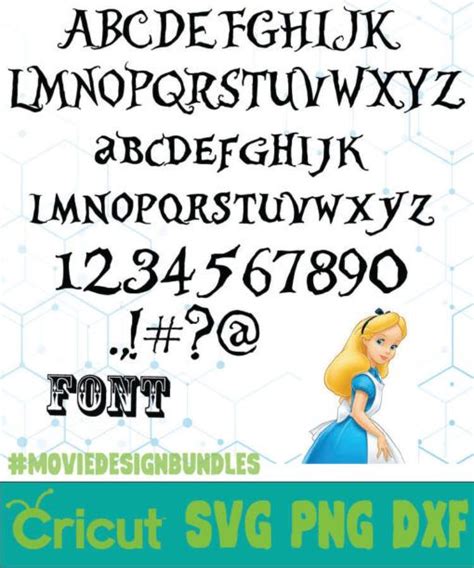 ALICE IN WONDERLAND FONT DISNEY FONT SVG PNG DXF - Movie Design Bundles ...