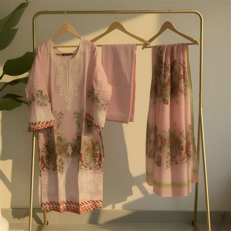 Blush Pink Floral Printed Cotton Blend Suit Set with Elegant Dupatta m ...