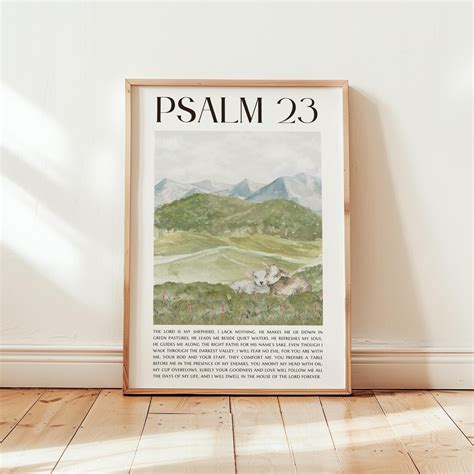 Psalm 23 Christian Wall Art, Bible Watercolor Print, Scripture ...