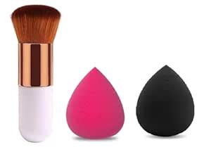 Komoko 1 Round Foundation Makeup Brush, 2 Pieces Makeup Sponge Blender ...