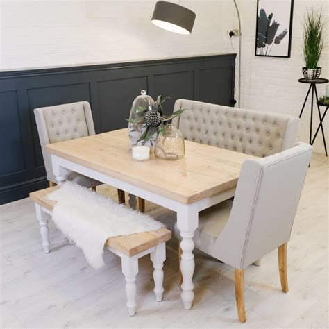 Elegant Farmhouse Dining Table with Bench for Rustic Dining