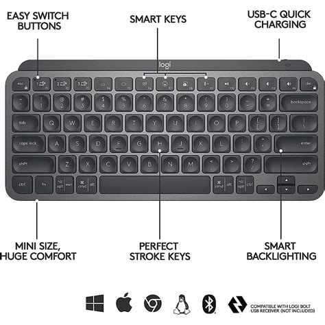 Logitech MX Keys Mini Graphite Minimalist Wireless Keyboard Best Price ...