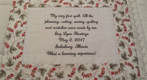 Image result for Examples of Quilt Labels